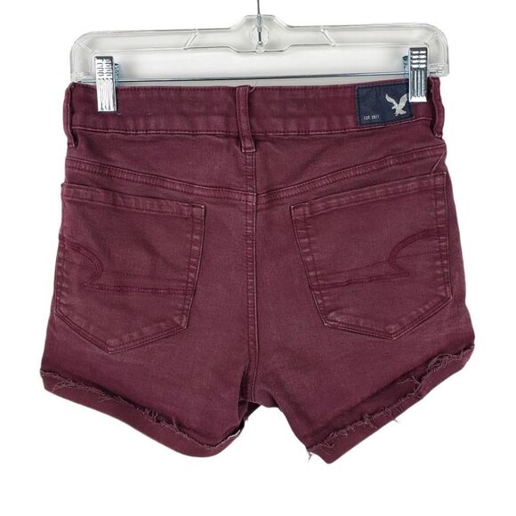 AEO American Eagle Hi Rise Shortie Shorts Jean Frayed Cuffed Hem Super Stretch - Picture 6 of 6